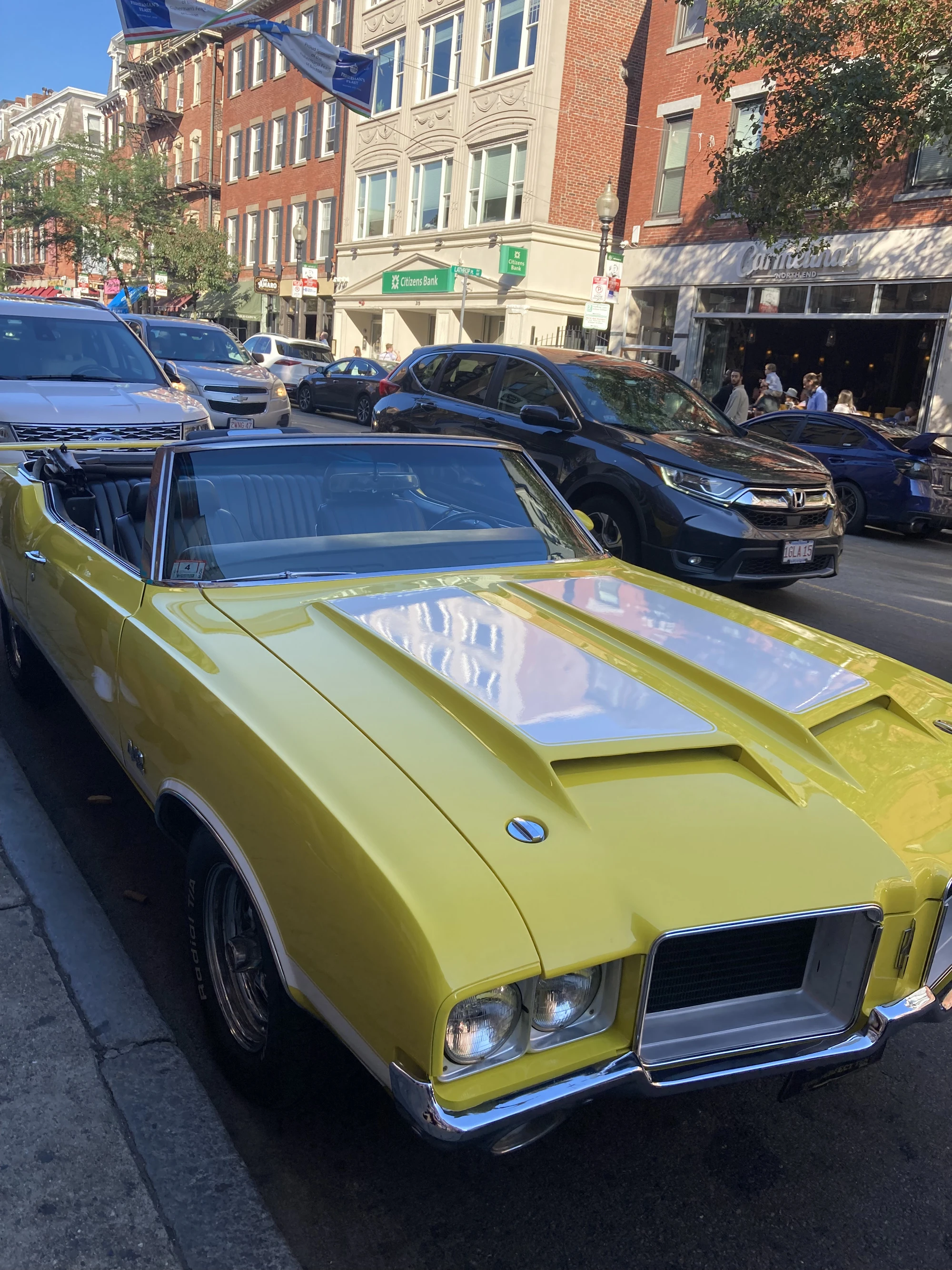 Yellow car at Boston's North End