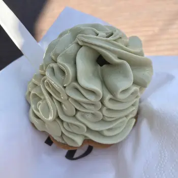 Pistachio ice cream in a cookie cup