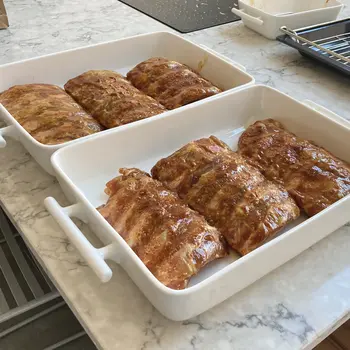 Spare ribs preppared for marinating overnight