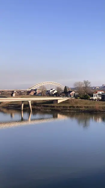 View of Nijmegen's Waalbrug from Spoorbrug